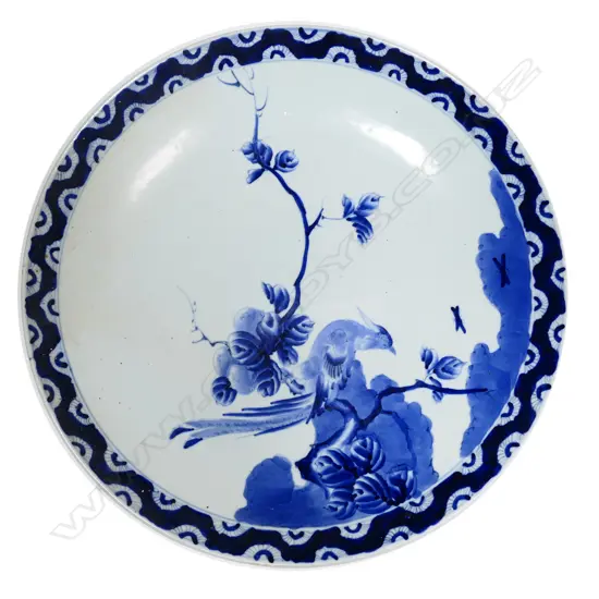 A large Japanese Arita blue and white charger