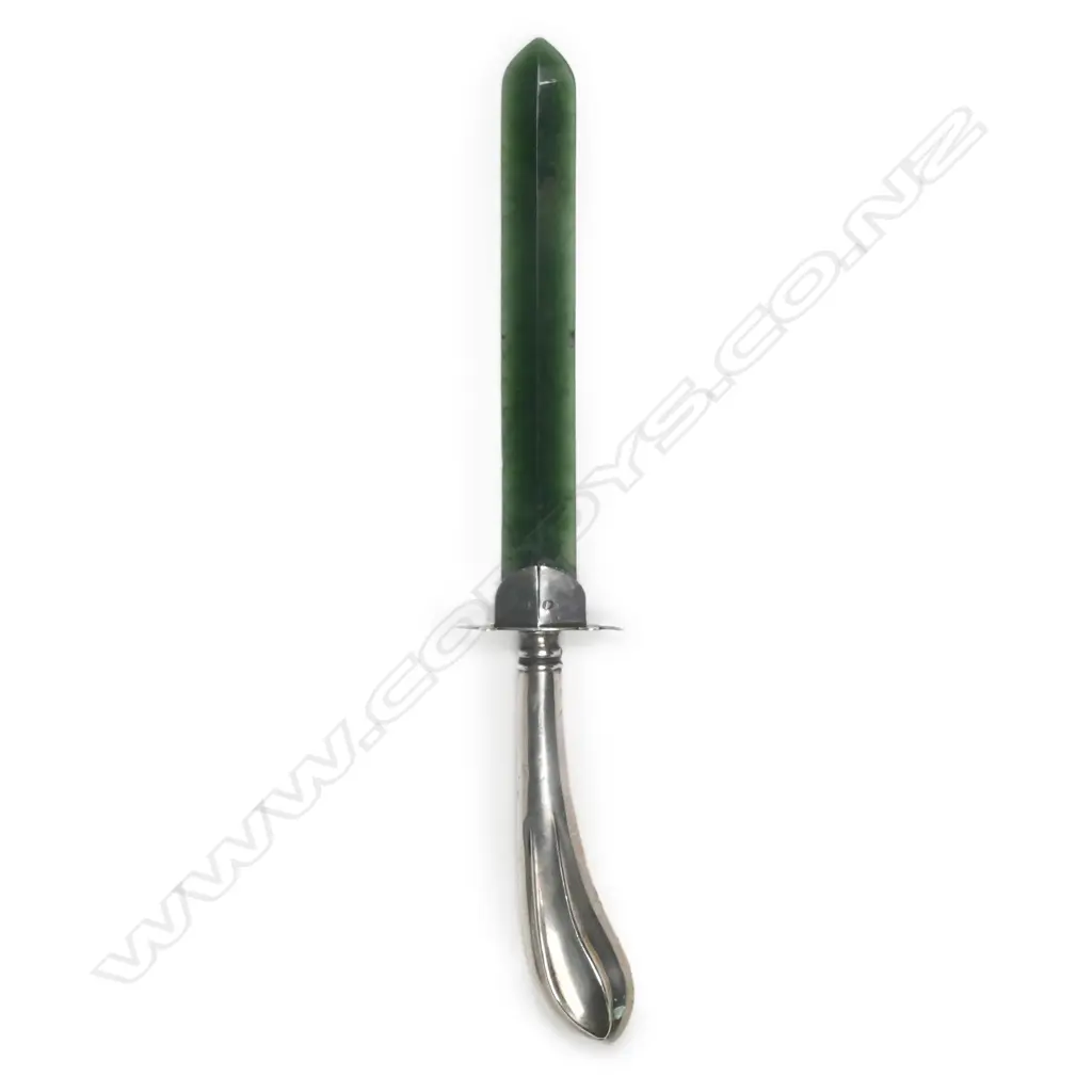 A New Zealand colonial pounamu and silver letter knife Image 1++