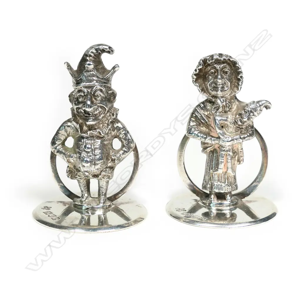 A pair of Edwardian Punch and Judy menu or place name holders Image 1++