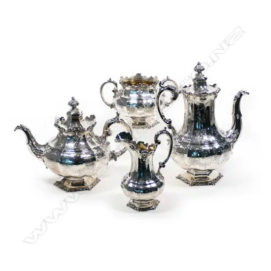 A fine quality early Victorian period four-piece silver tea and coffee service