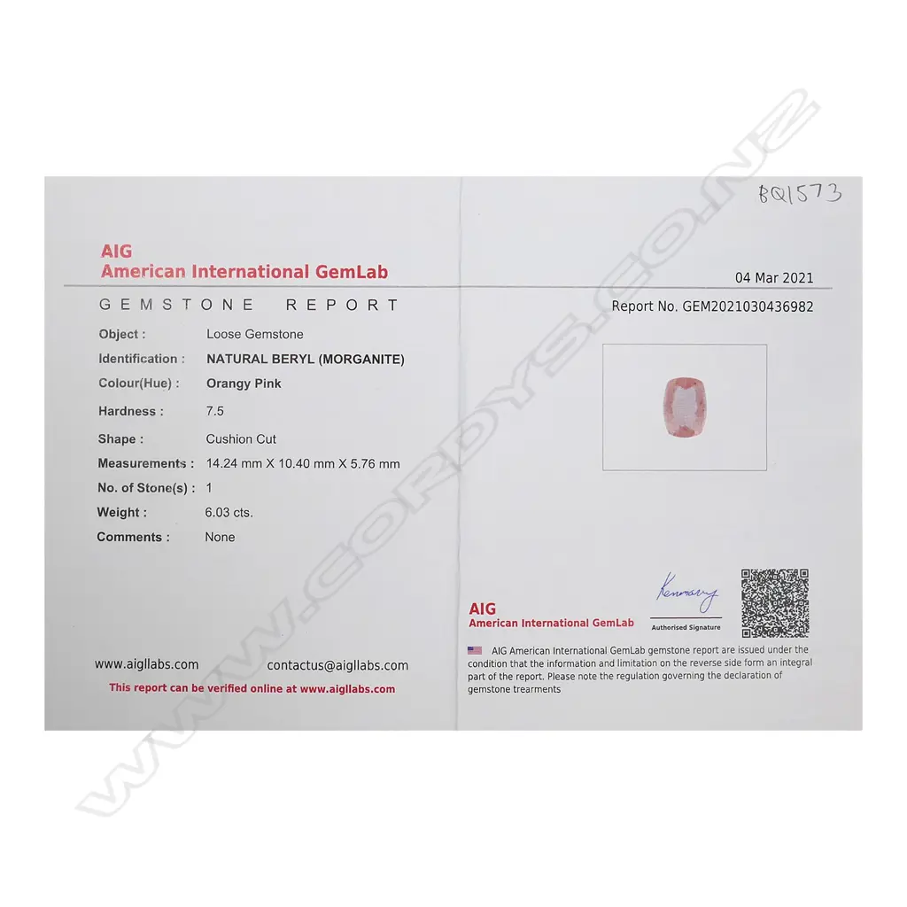 A 6.03ct loose morganite gemstone Image 1++