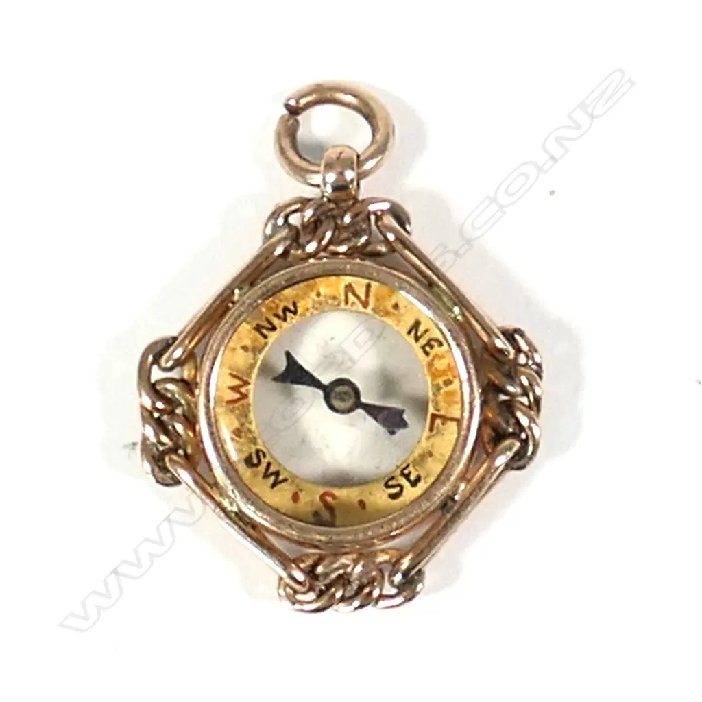 A c.1900 9ct rose gold compass fob Image 1++