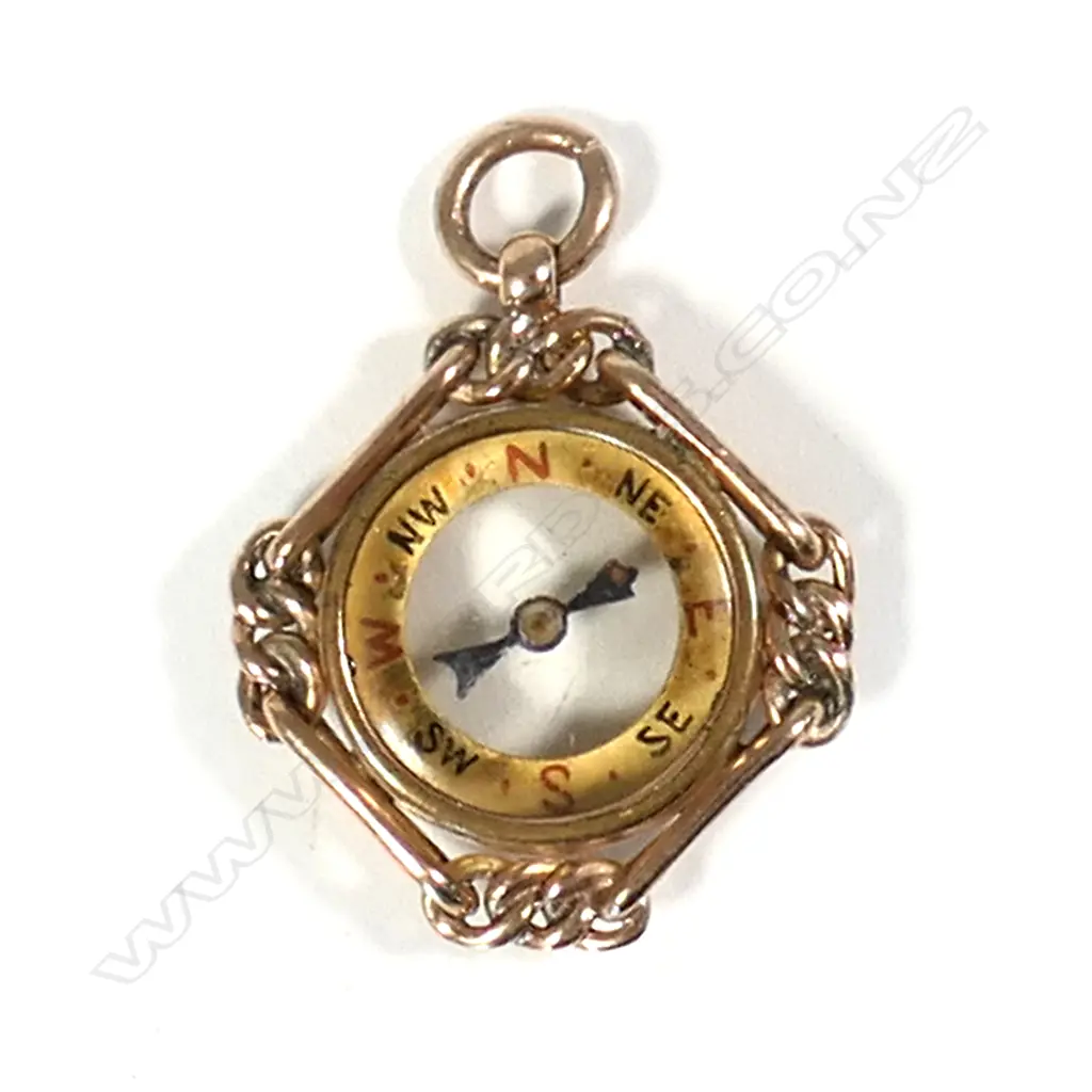 A c.1900 9ct rose gold compass fob Image 1++