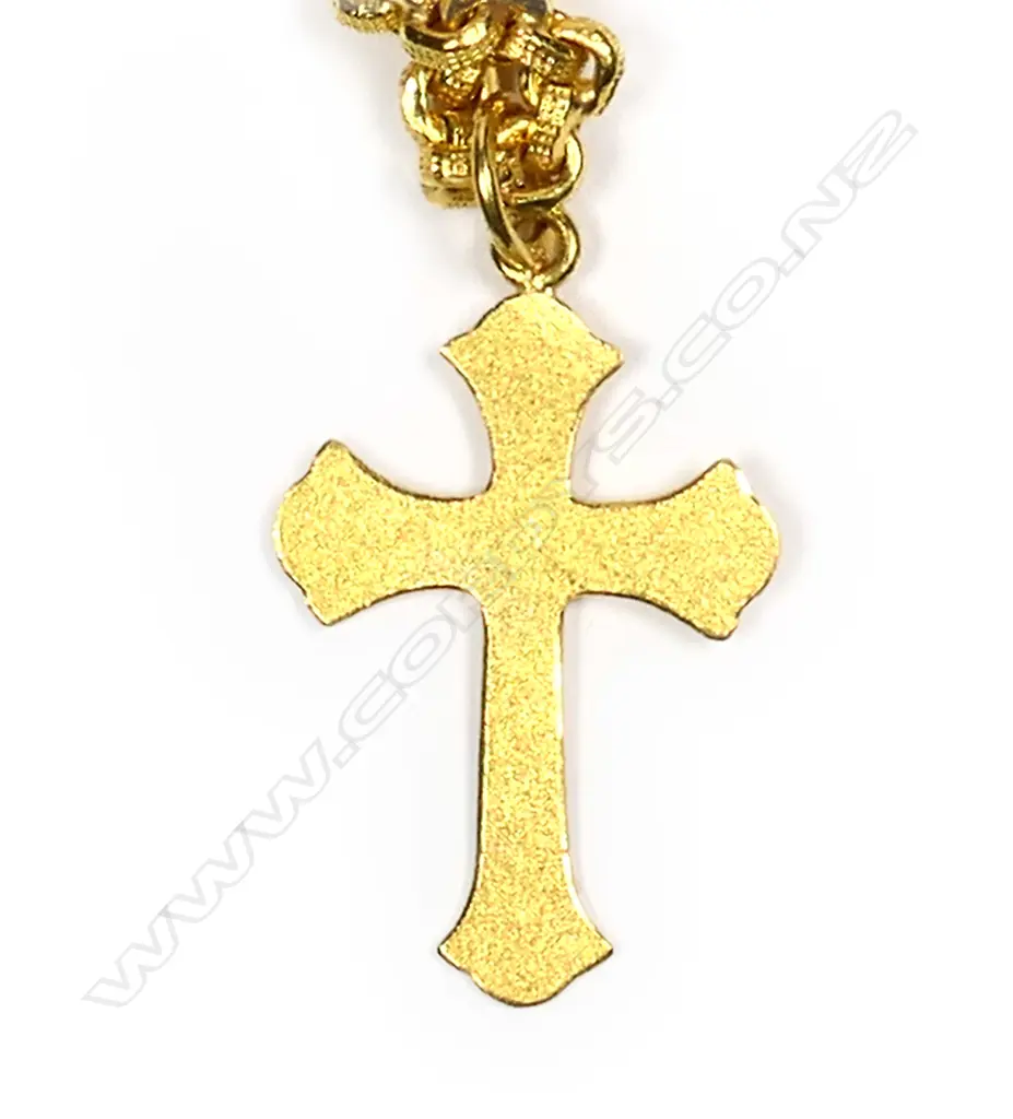A 24ct bright yellow gold necklace with cross pendant Image 1++