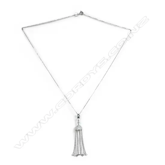 An 18ct white gold and diamond jelly-fish type pendant on chain