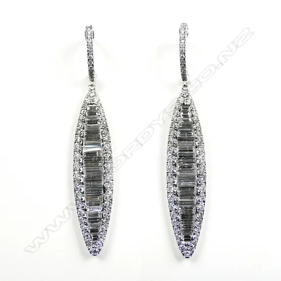 A pair of 18ct white gold and diamond earrings