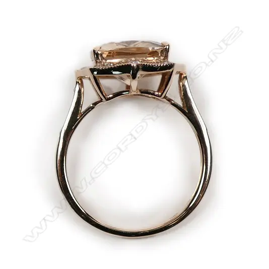 A 14ct rose gold morganite and diamond ring Image 1++