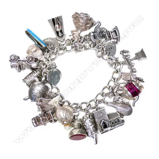 A vintage silver charm bracelet