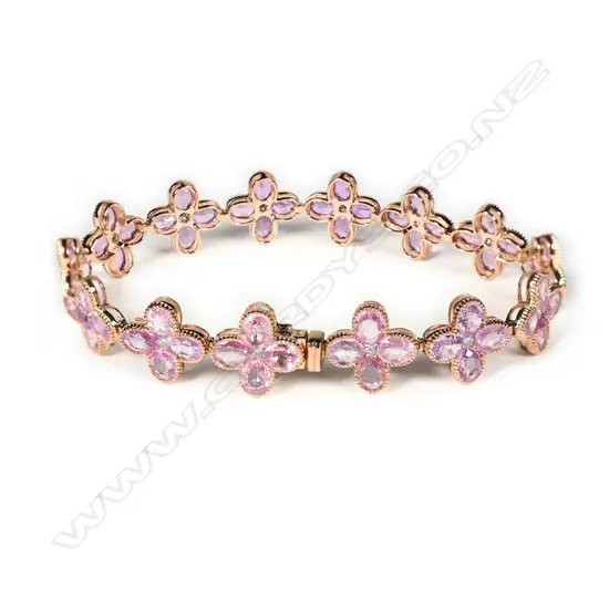 A 14ct rose gold sapphire and diamond vintage style bracelet