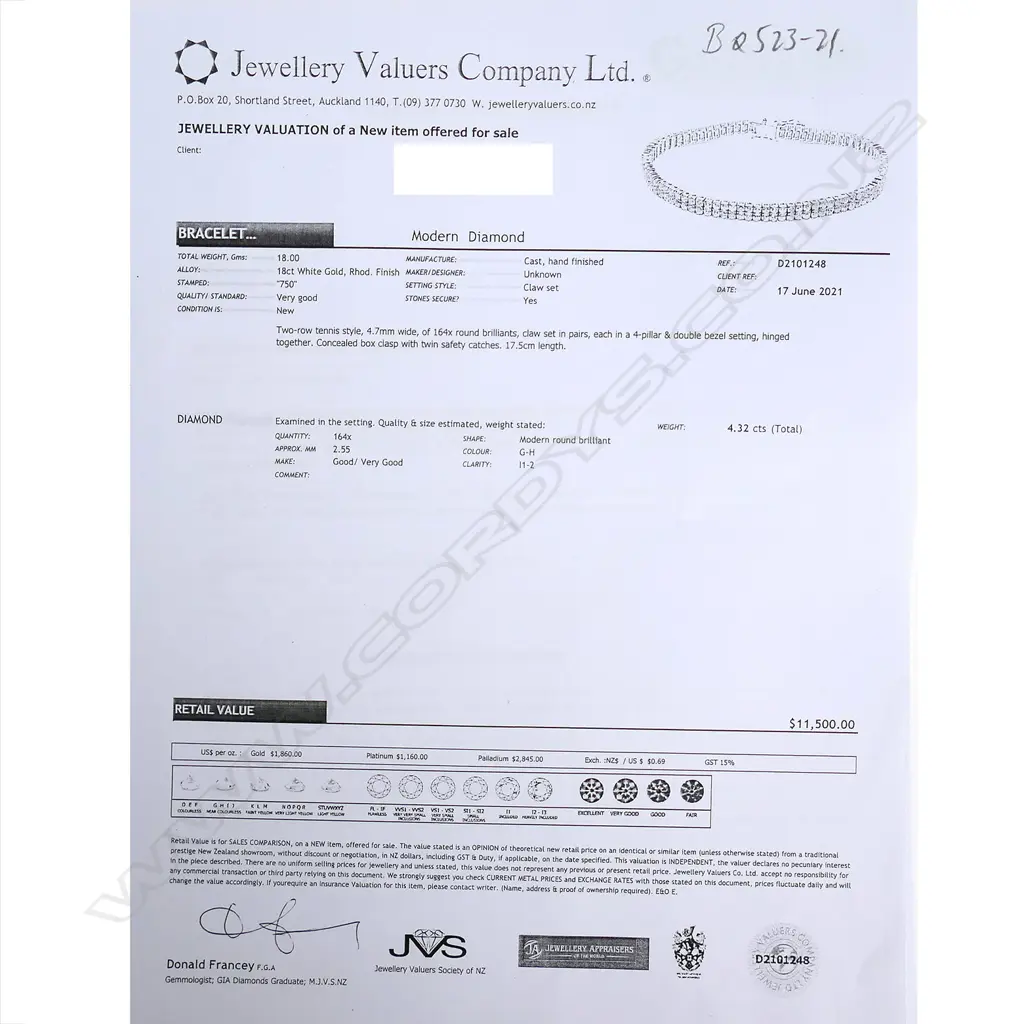 An 18ct white gold and diamond tennis bracelet Image 1++