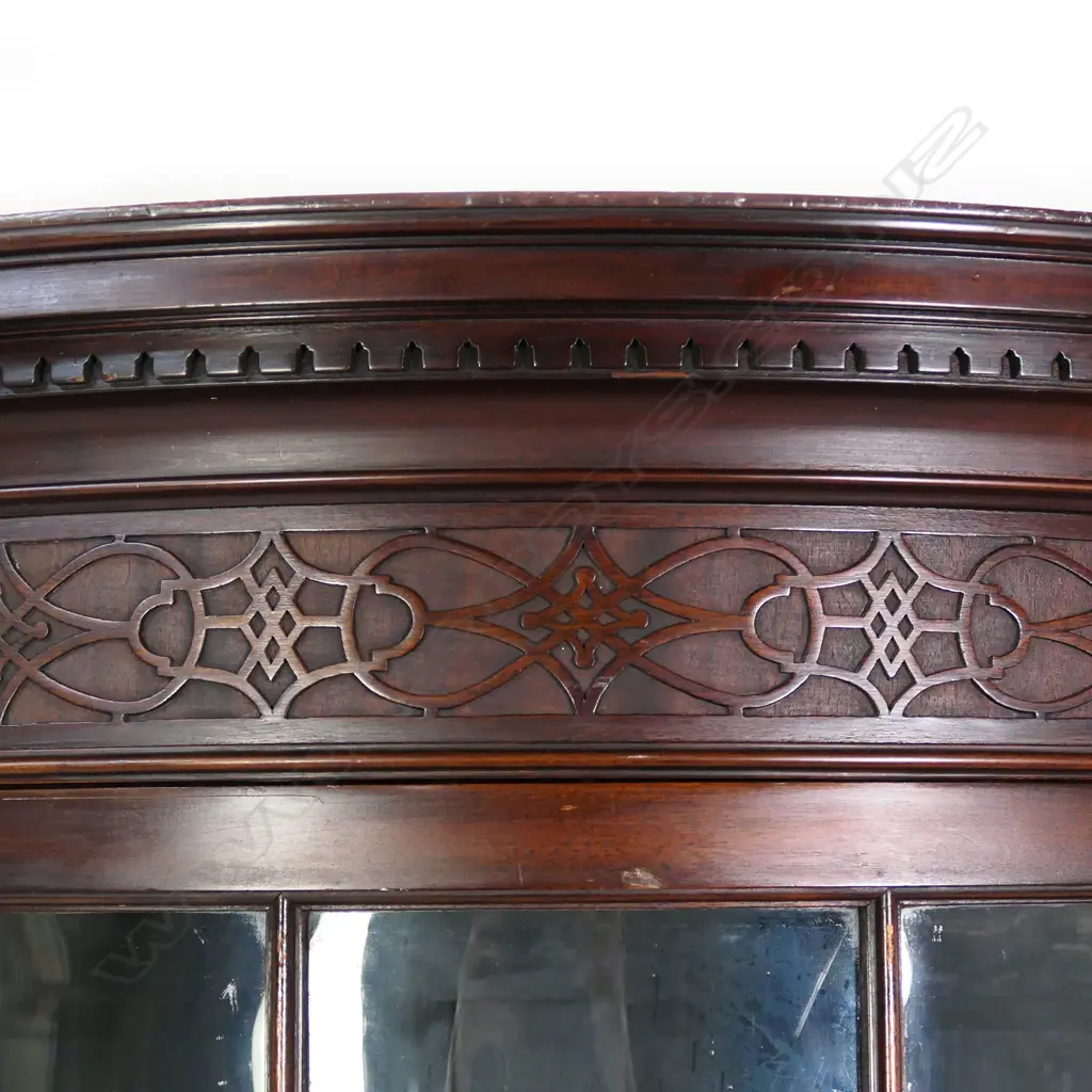 An Edwardian mahogany Chinese Chippendale style demi-lune display cabinet Image 1++