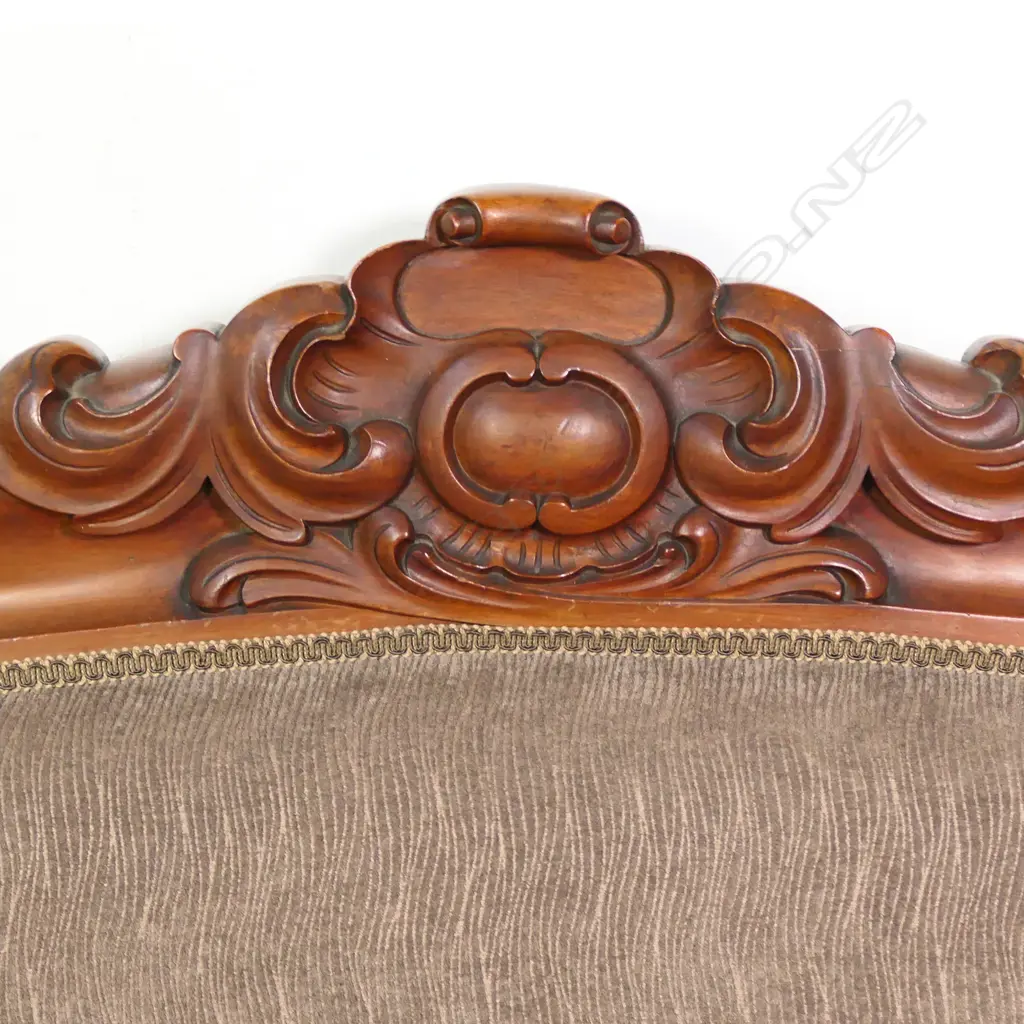 A Victorian mahogany scrolling arm sofa Image 1++
