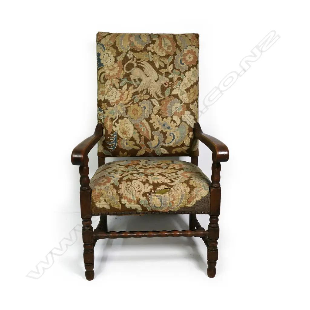 A Victorian oak framed baronial chair Image 1++