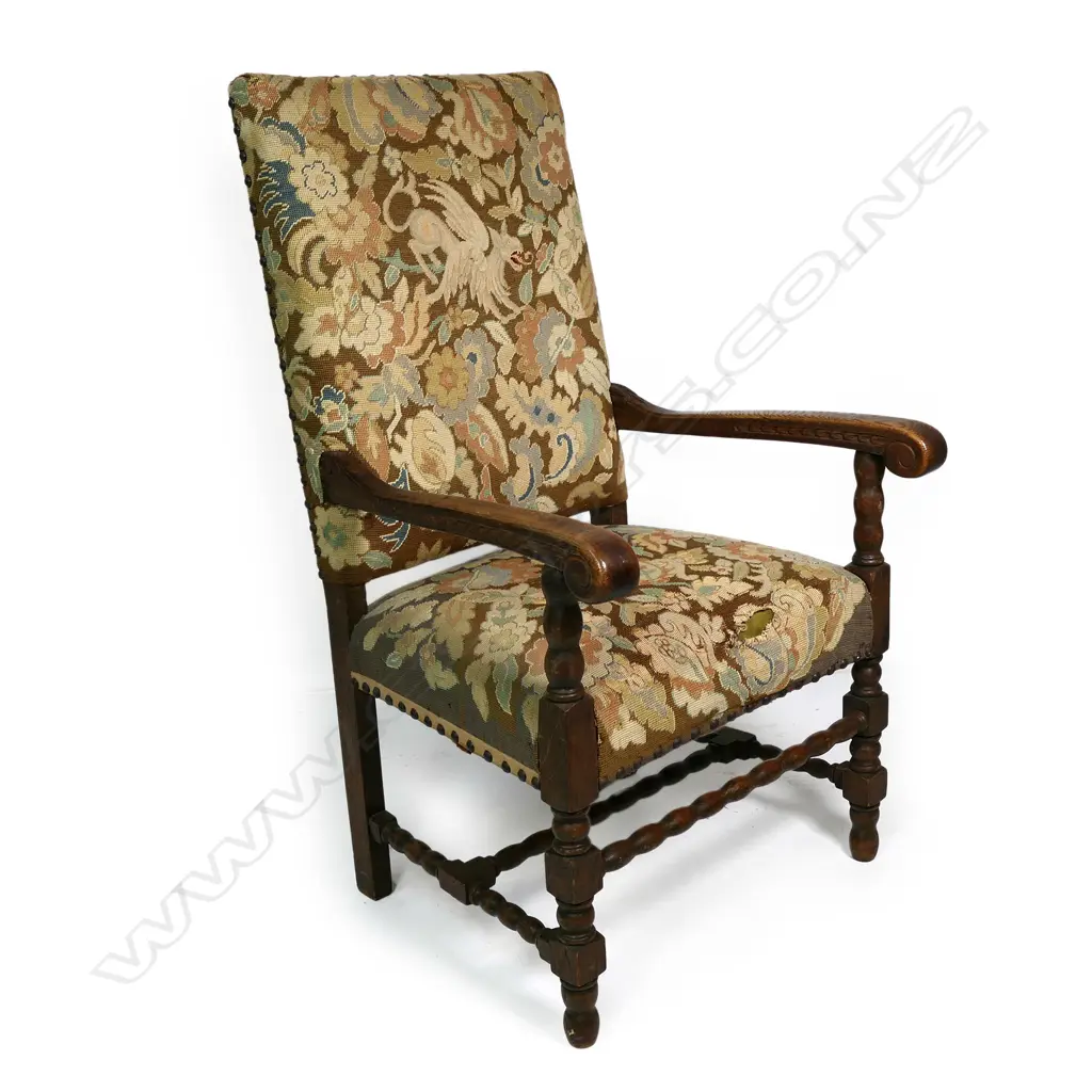 A Victorian oak framed baronial chair Image 1++