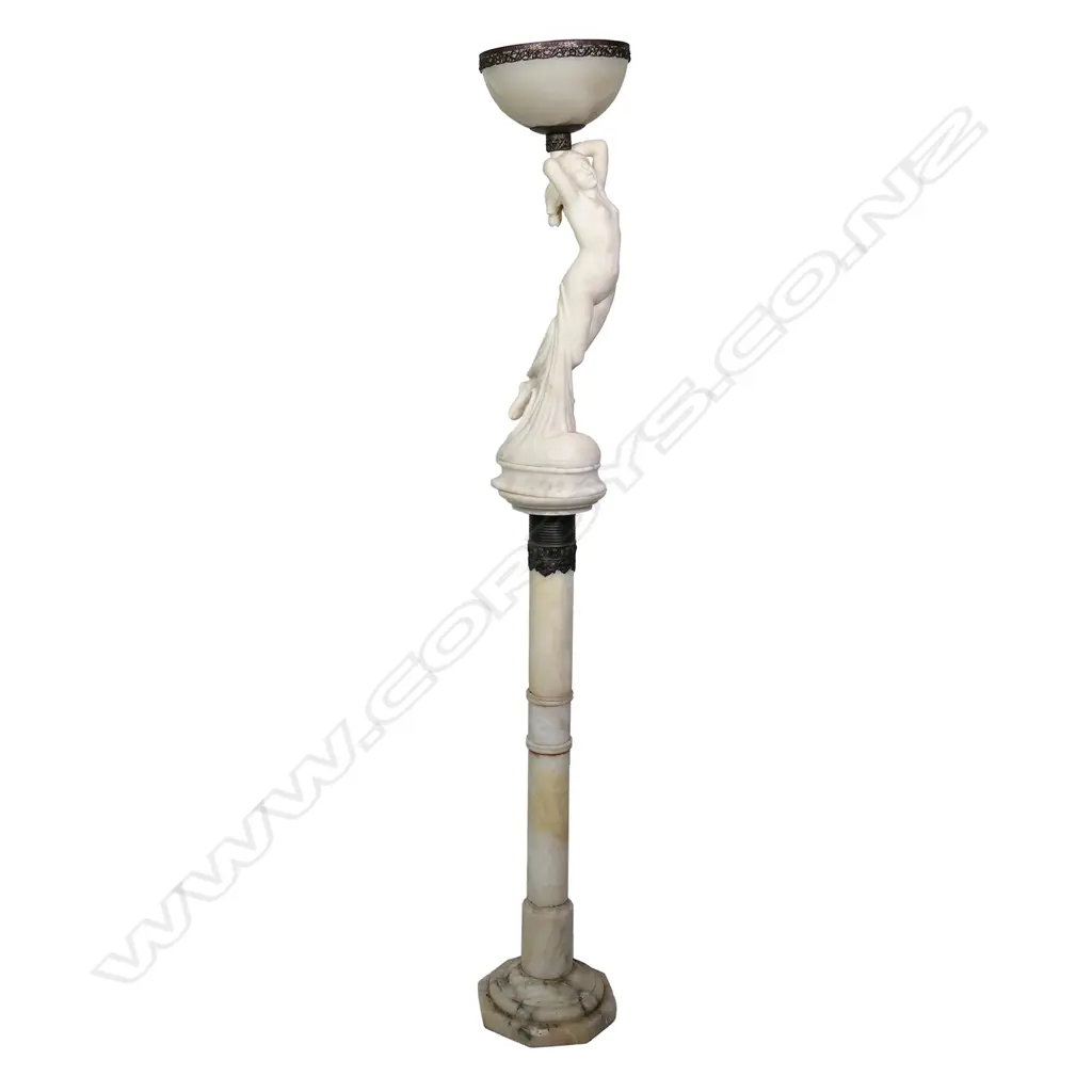 An early 1900s Art Nouveau marble standard lamp Image 1++