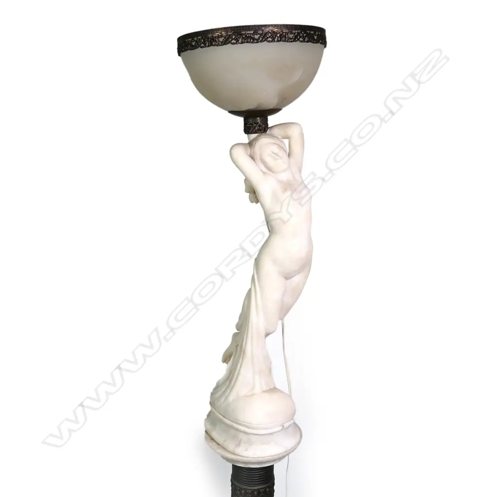 An early 1900s Art Nouveau marble standard lamp Image 1++