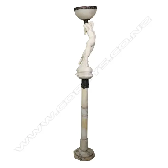 An early 1900s Art Nouveau marble standard lamp
