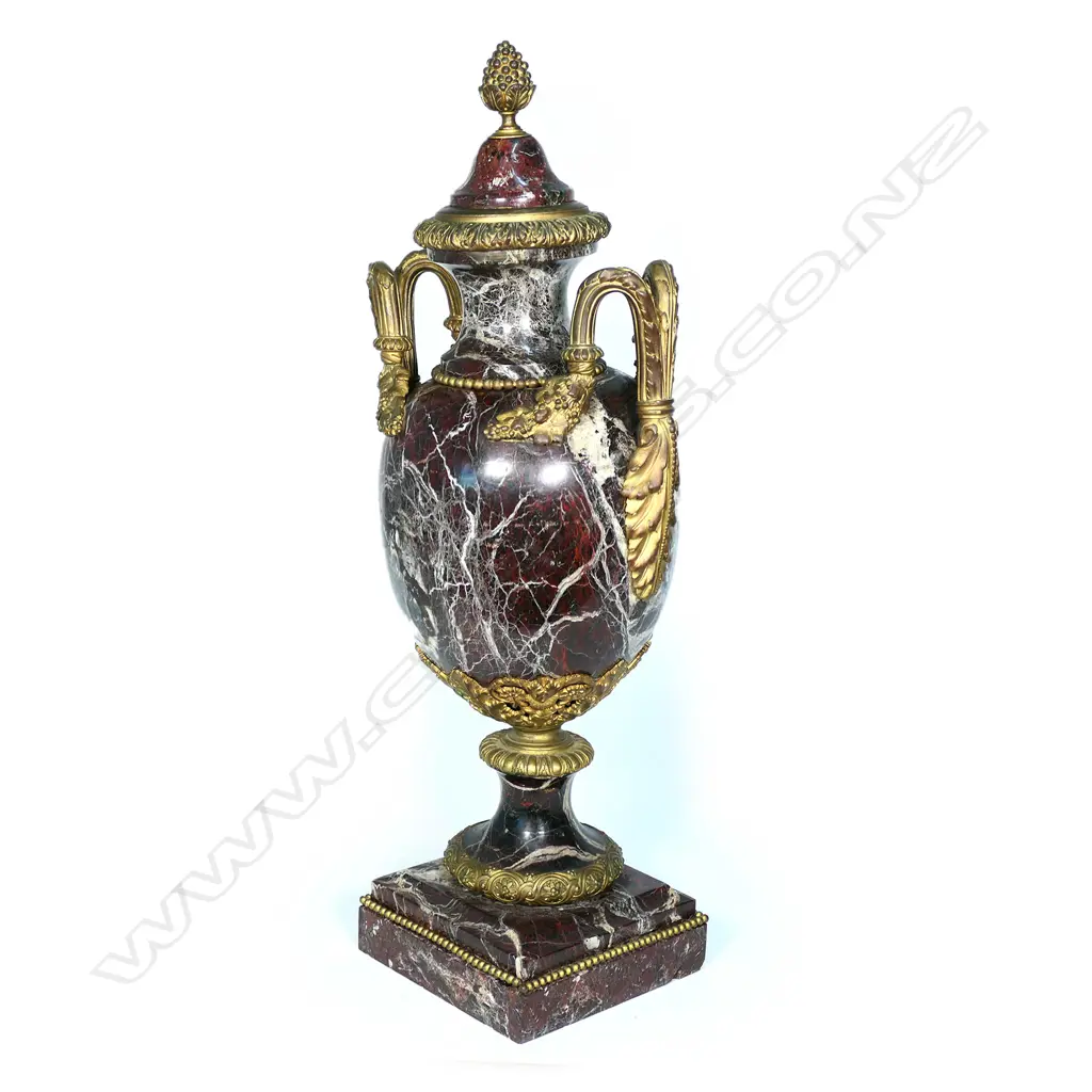 A French 19thC substantial rouge griotte and ormolu urn Image 1++