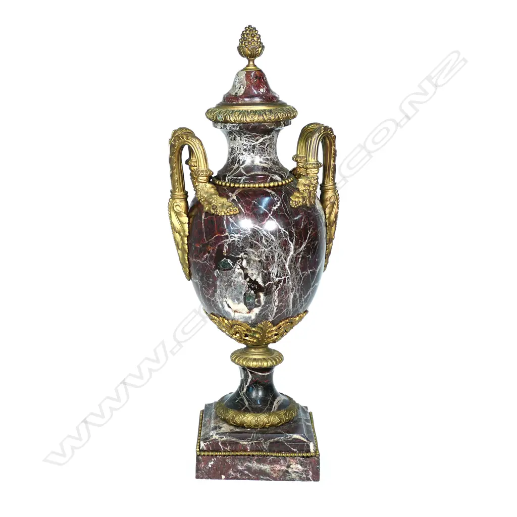 A French 19thC substantial rouge griotte and ormolu urn Image 1++