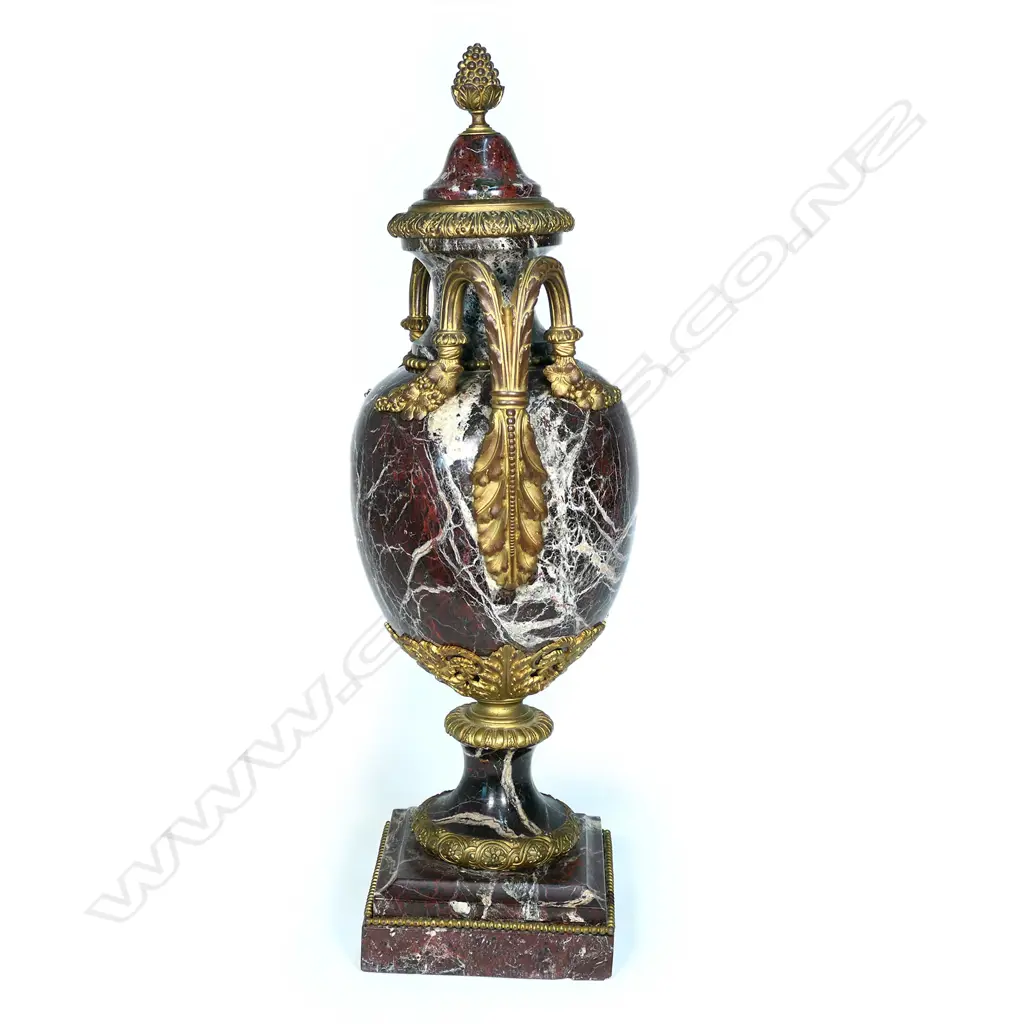 A French 19thC substantial rouge griotte and ormolu urn Image 1++