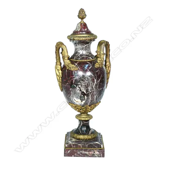 A French 19thC substantial rouge griotte and ormolu urn