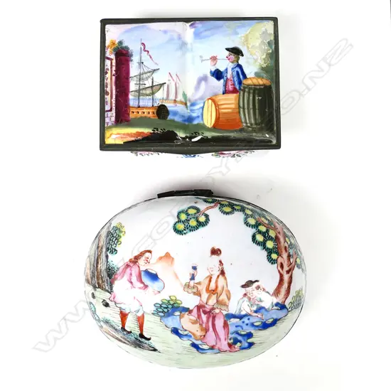 Two 19thC enamel boxes