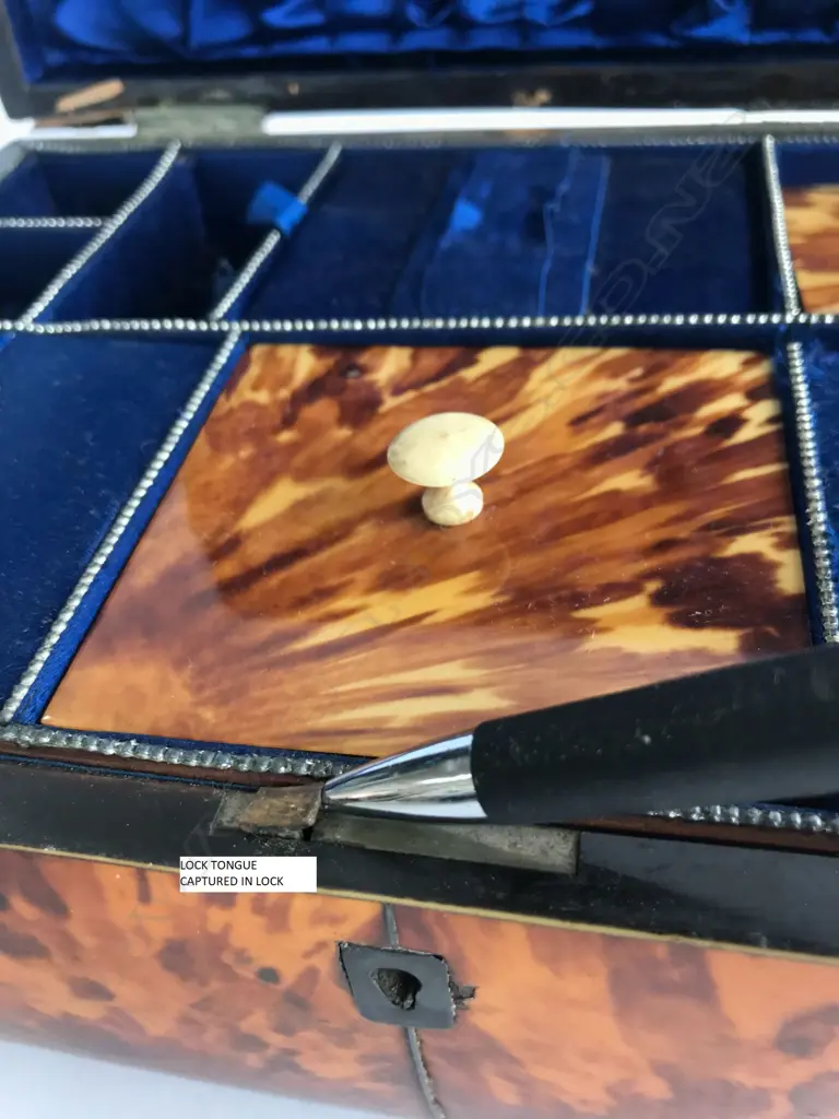 A Regency tortoiseshell sarcophagus sewing box Image 1++