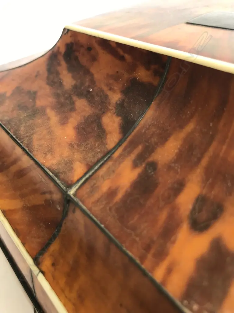 A Regency tortoiseshell sarcophagus sewing box Image 1++