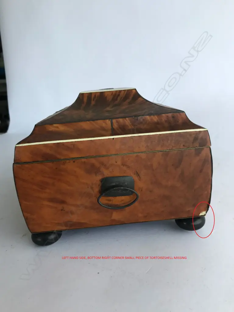 A Regency tortoiseshell sarcophagus sewing box Image 1++