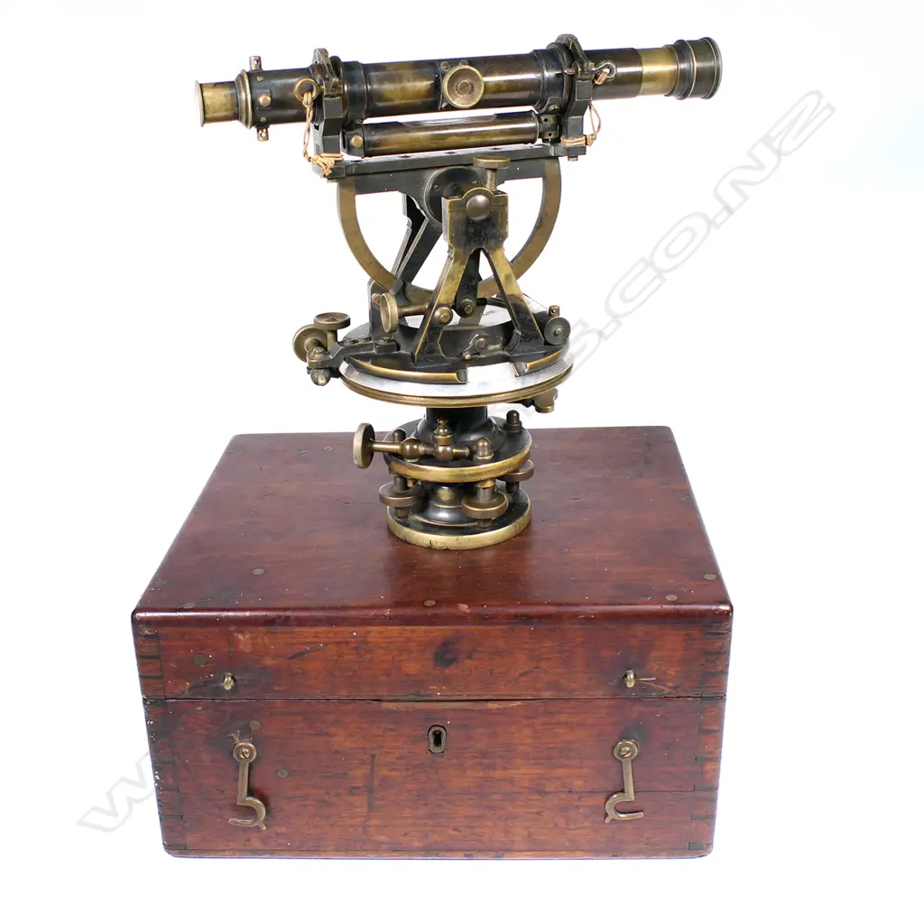 A good Victorian cased brass theodolite by Troughton & Simms of London Image 1++
