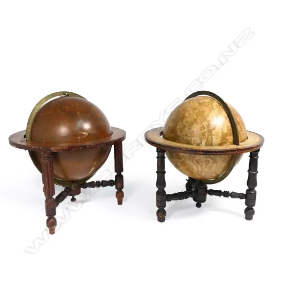 A pair of 19thC Malby's table top globes