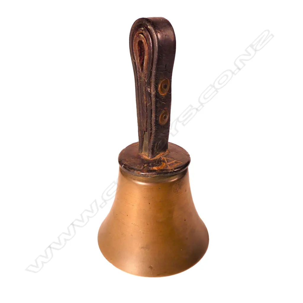 A Victorian brass & leather hand bell Image 1++