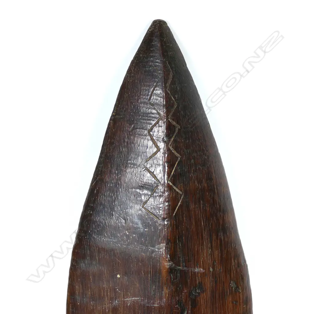 A 19thC Samoan carved wood hand club Image 1++