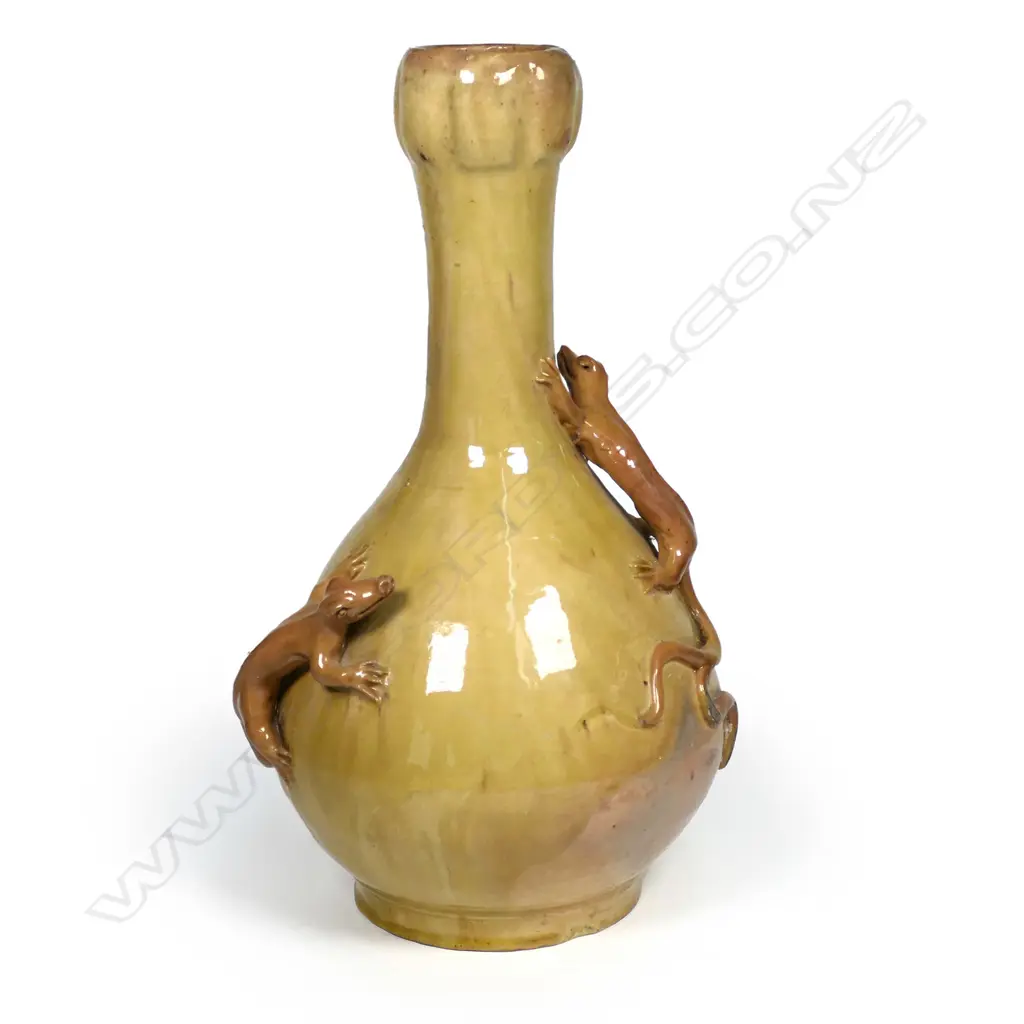 A late 19thC Arts & Crafts studio pottery lizard vase Image 1++