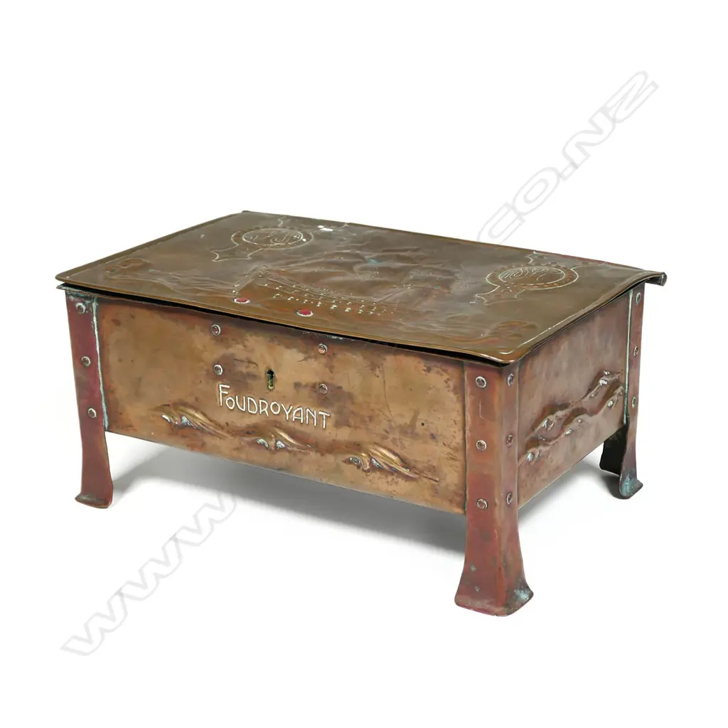 An Arts & Crafts copper box commemorating the HMS Foudroyant Image 1++