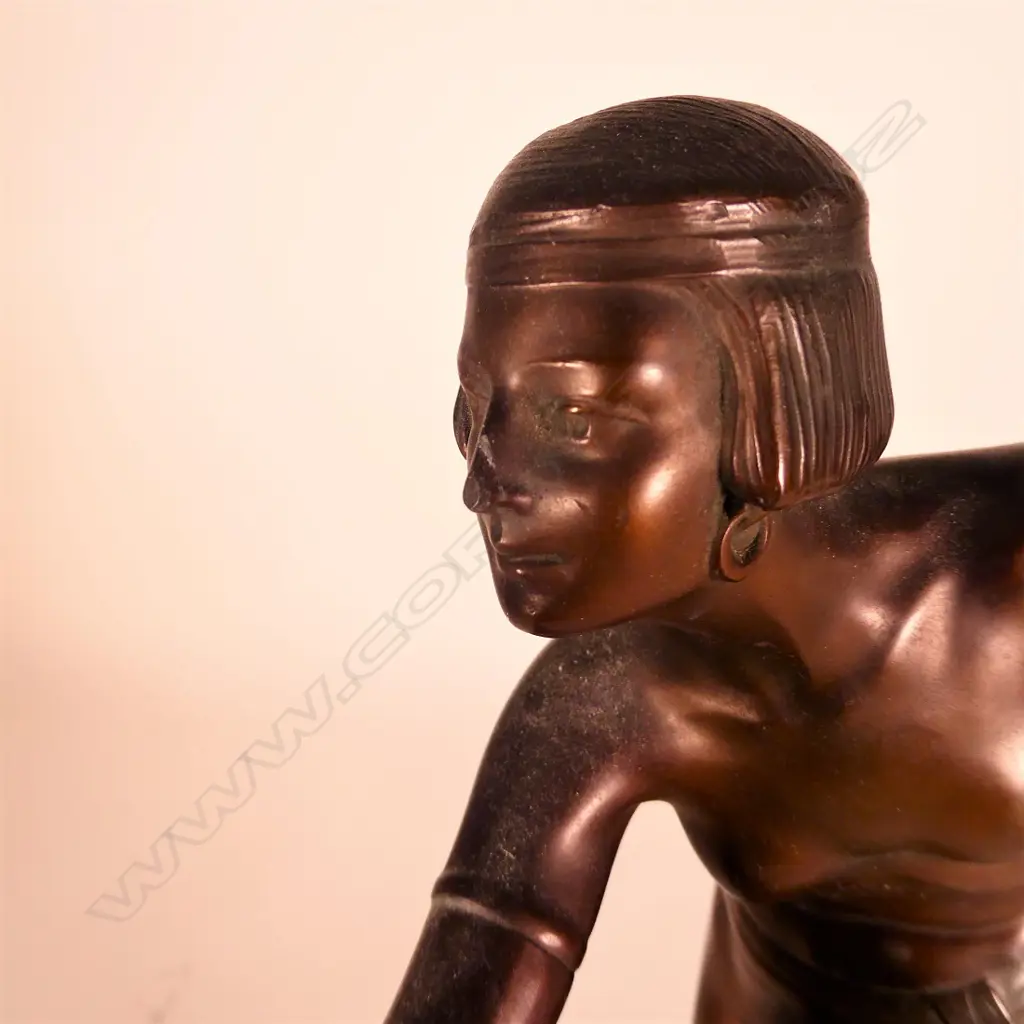 An Art Deco bronzed spelter ‘La Danse' lady lamp Image 1++