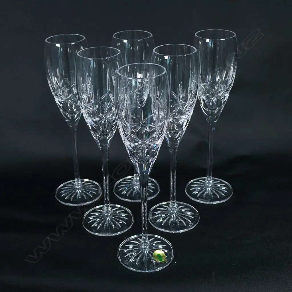 A set of six Waterford crystal champagne glasses Image 1++