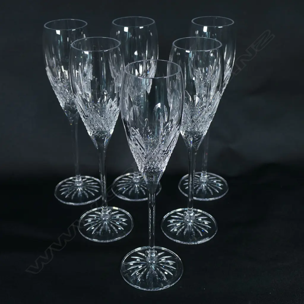 A set of six Waterford crystal champagne glasses Image 1++