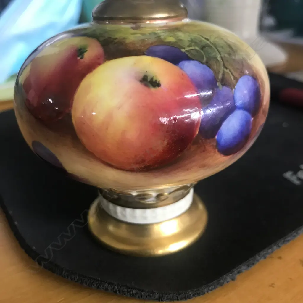 A Royal Worcester fruit painted vase by Morley Image 1++