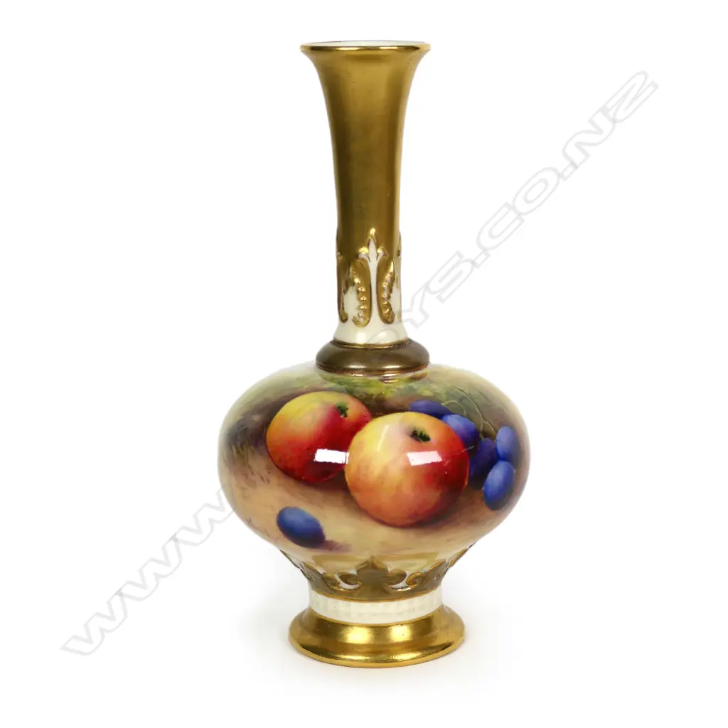 A Royal Worcester fruit painted vase by Morley Image 1++