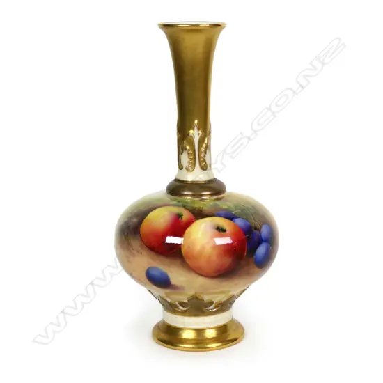 A Royal Worcester fruit painted vase by Morley