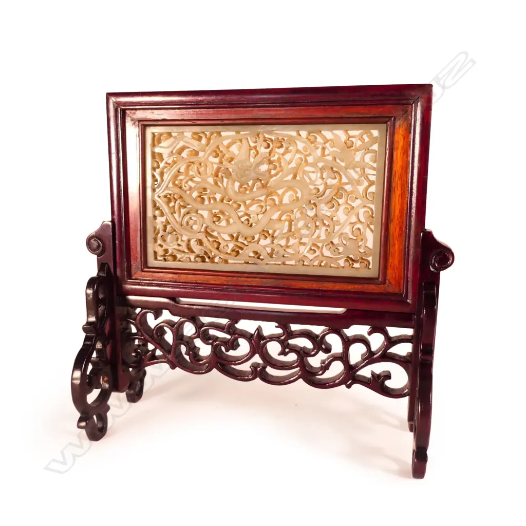 A Chinese carved table screen Image 1++