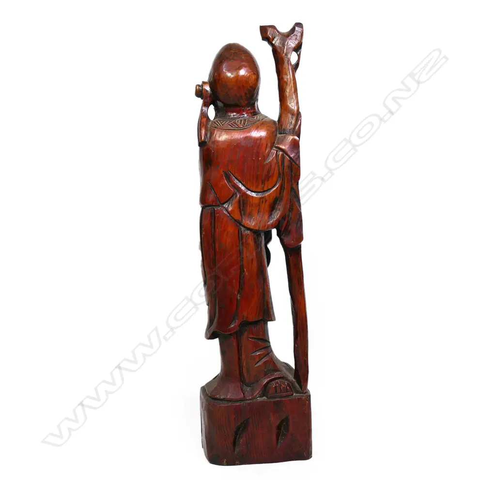 An old Oriental tall carved wooden figure of Shou Lao Image 1++