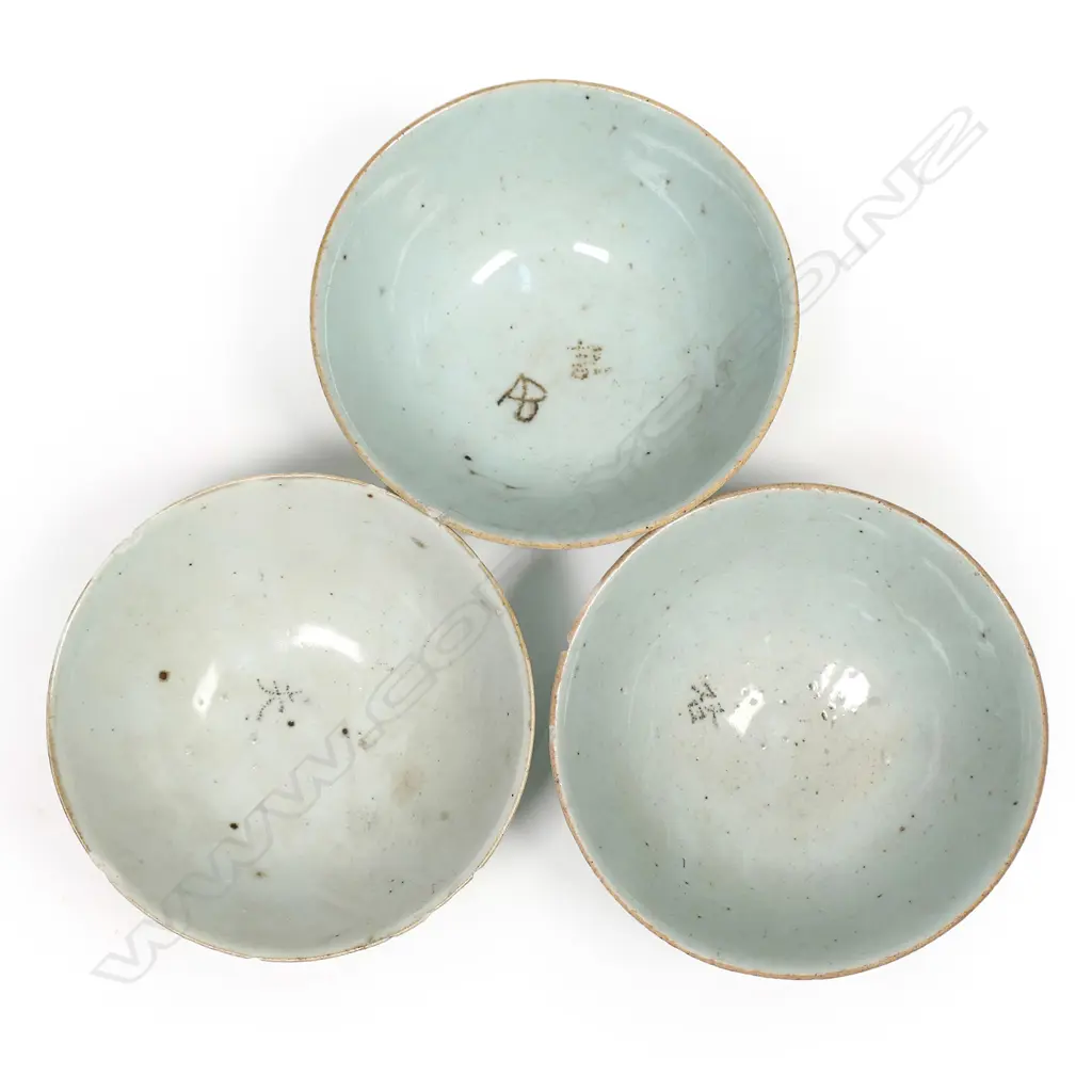 Three 18th/19thC Chinese provincial celadon bowls Image 1++