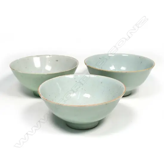 Three 18th/19thC Chinese provincial celadon bowls
