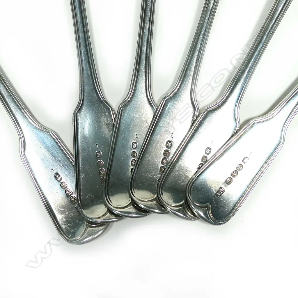 A set of six Geo.III silver tablespoons Image 1++
