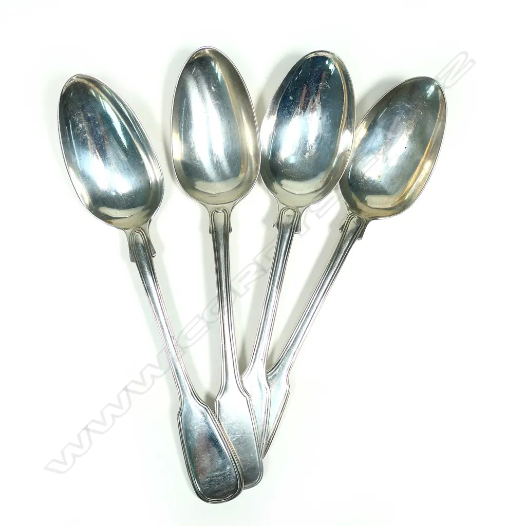 A mixed set of four c.1830/40 silver table spoons Image 1++