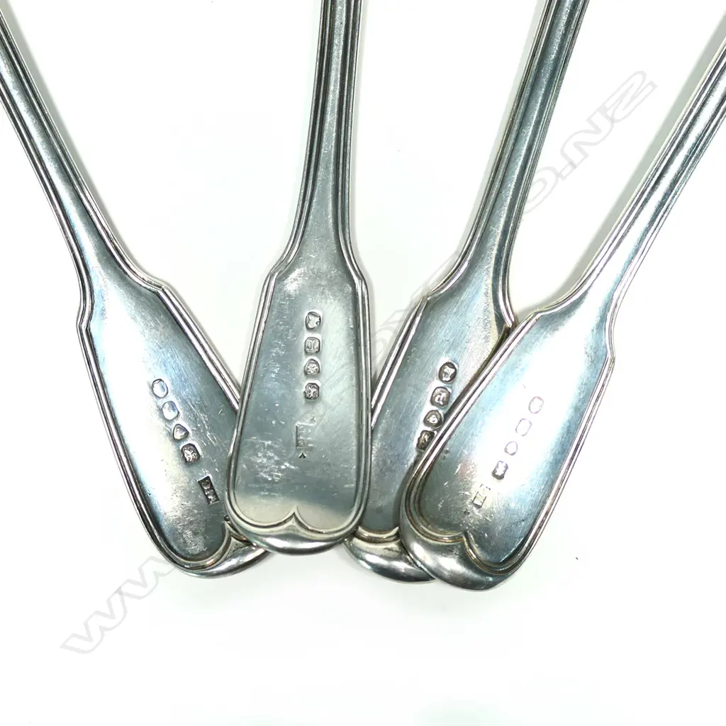 A mixed set of four c.1830/40 silver table spoons Image 1++