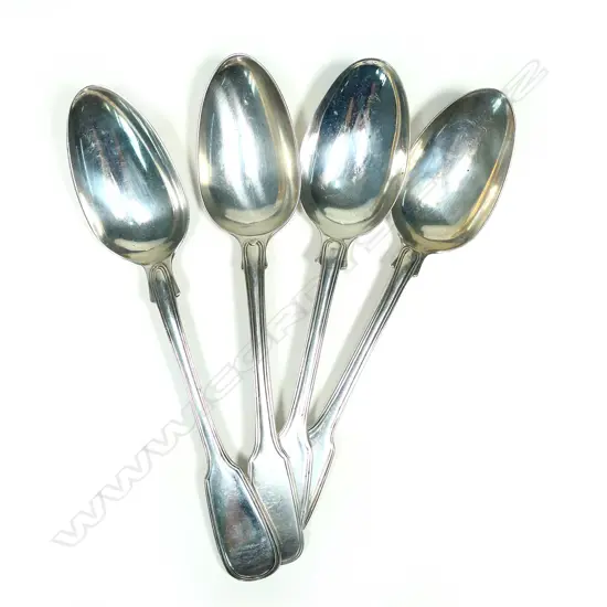 A mixed set of four c.1830/40 silver table spoons