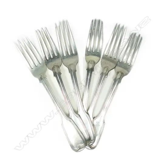 A mixed set of six c.1840 silver table forks